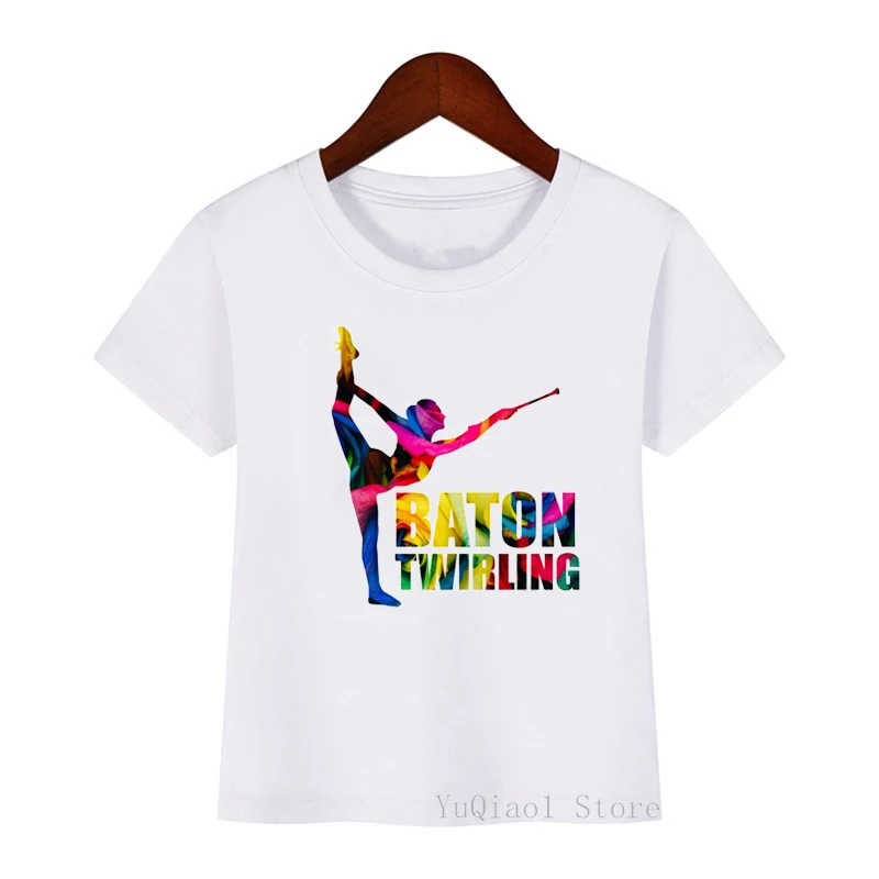 Children'S Baton Twirling T Shirt Lovely Gymnastics Sports Lover Christmas Gift Kids Top Girls Clothes Winter Youth Basic Tshirt