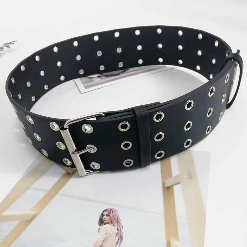 Wide Corset Belt Men Female Punk Belts For Women Gothic Waist Chain Cinturon Mujer Plus Size Waistband All-Eyelet Leather Riem