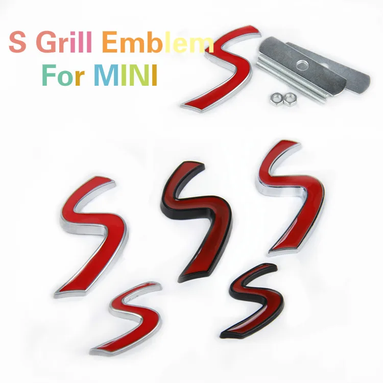 

1 Pcs 3D Letters S Emblem Car Stickers Grille Badge For Mini Cooper S R50 R53 R55 R56 R60 R61 F54 F55 F56 Countryman Accessories