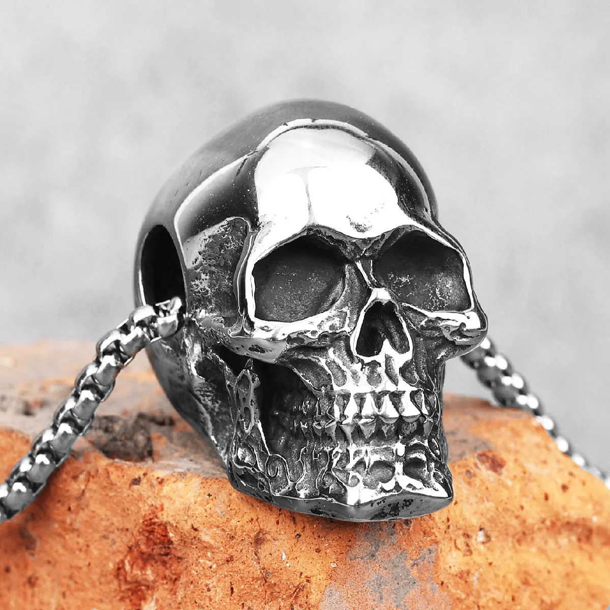 Gothic Reality Skull Stainless Steel Men Necklaces Pendants Chain Punk for Boyfriend Male Jewelry Creativity Gift Wholesale