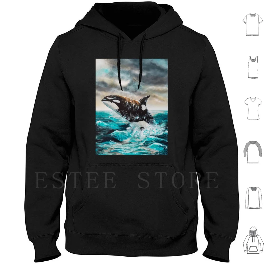 Killer Whale Hoodies Long Sleeve Killer Whale Orca Whale Breaching Whale Jumping Whale Sunset Ocean