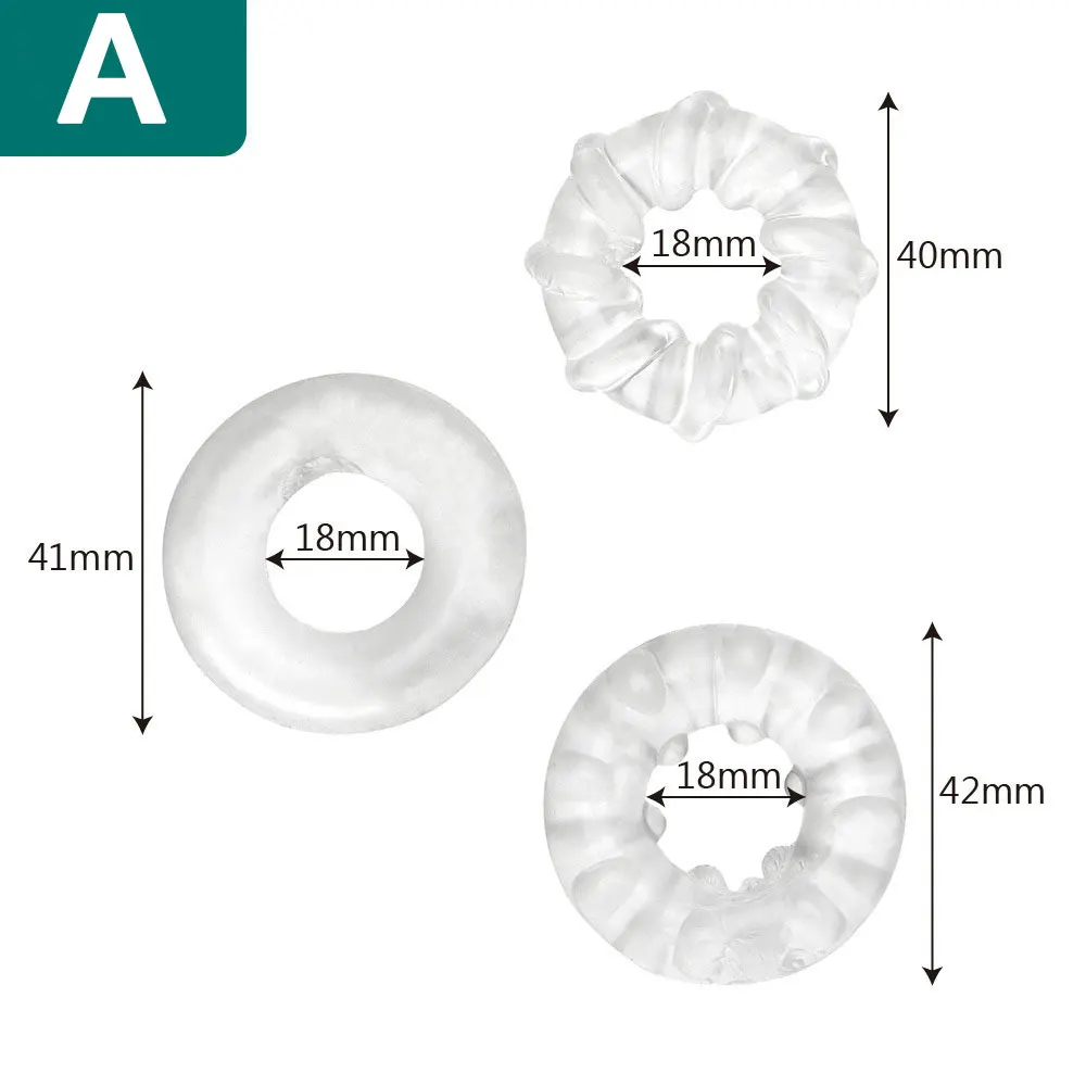 WAKE organise-Anneau de pénis en silicone pour hommes adultes, anneau de pénis masculin, perle d'éjaculation retardée, érection durable, jouets sexuels, ensemble de 3 pièces