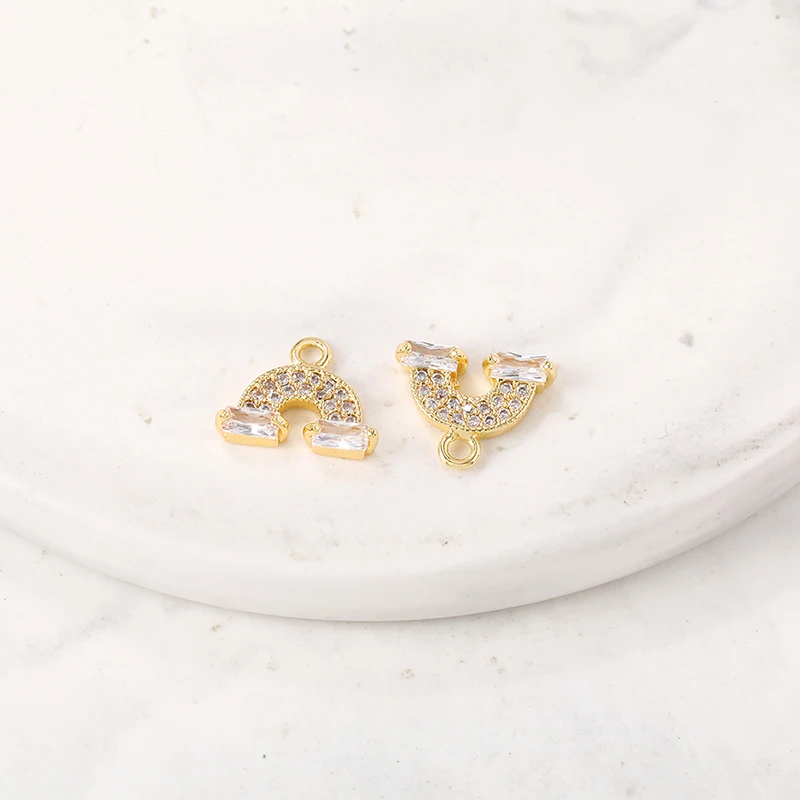Pendentifs en laiton et Zircon arc-en-ciel, couleur or, boucle d'oreille, accessoires de bijoux, Diy, vente en gros