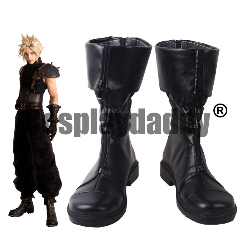 

Final Fantasy VII Remake Avalanche Ex-SOLDIER Cloud Strife Game Cosplay Black Shoes Boots S008