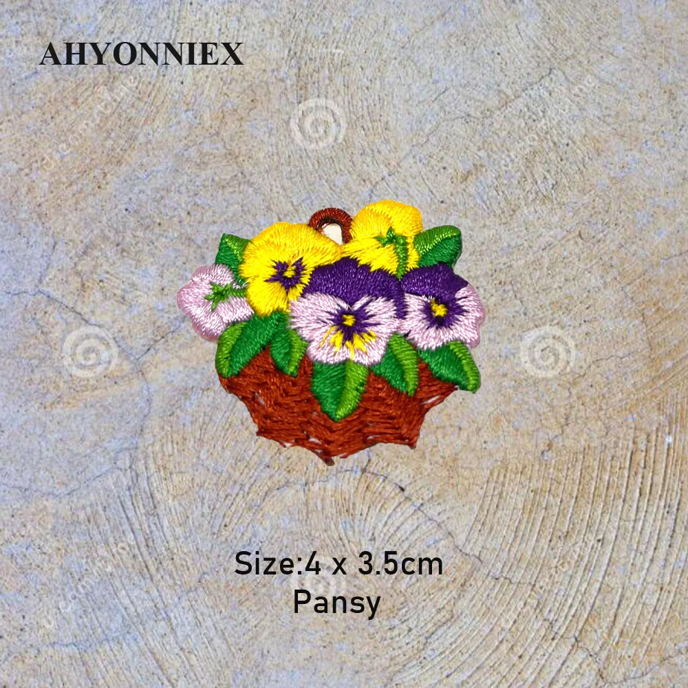 AHYONNIEX Pansy Lavender Sunflower Embroideried Patches for Bag Jeans Iron On Patches for Clothes Flower Small DIY Patches