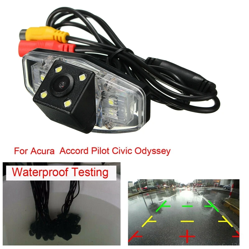 Auto Car Rear View Backup Reverse Parking Camera with 4 LED Light for Honda Accord Civic EK FD Pilot Fit Jazz 1998-2013