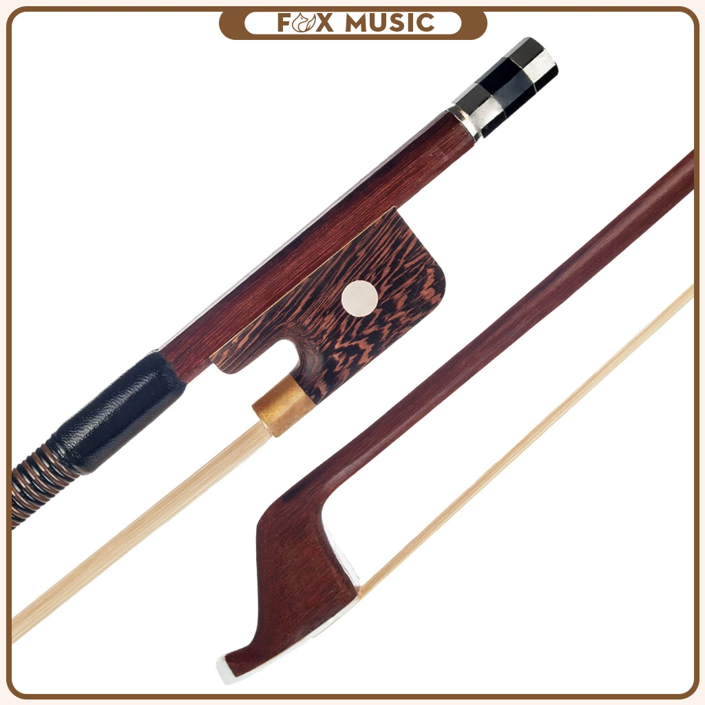 

French Style Double Bass Bow 1/8 1/4 1/2 3/4 4/4 Size Brazilwood Bow Round Stick White Horsehair Bow Wenge Frog