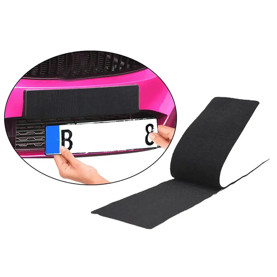 Qaestuan 2 Pcs Support Plaque Immatriculation Auto-Adhésif Velcro Sans Cadre - Universel Voiture Moto