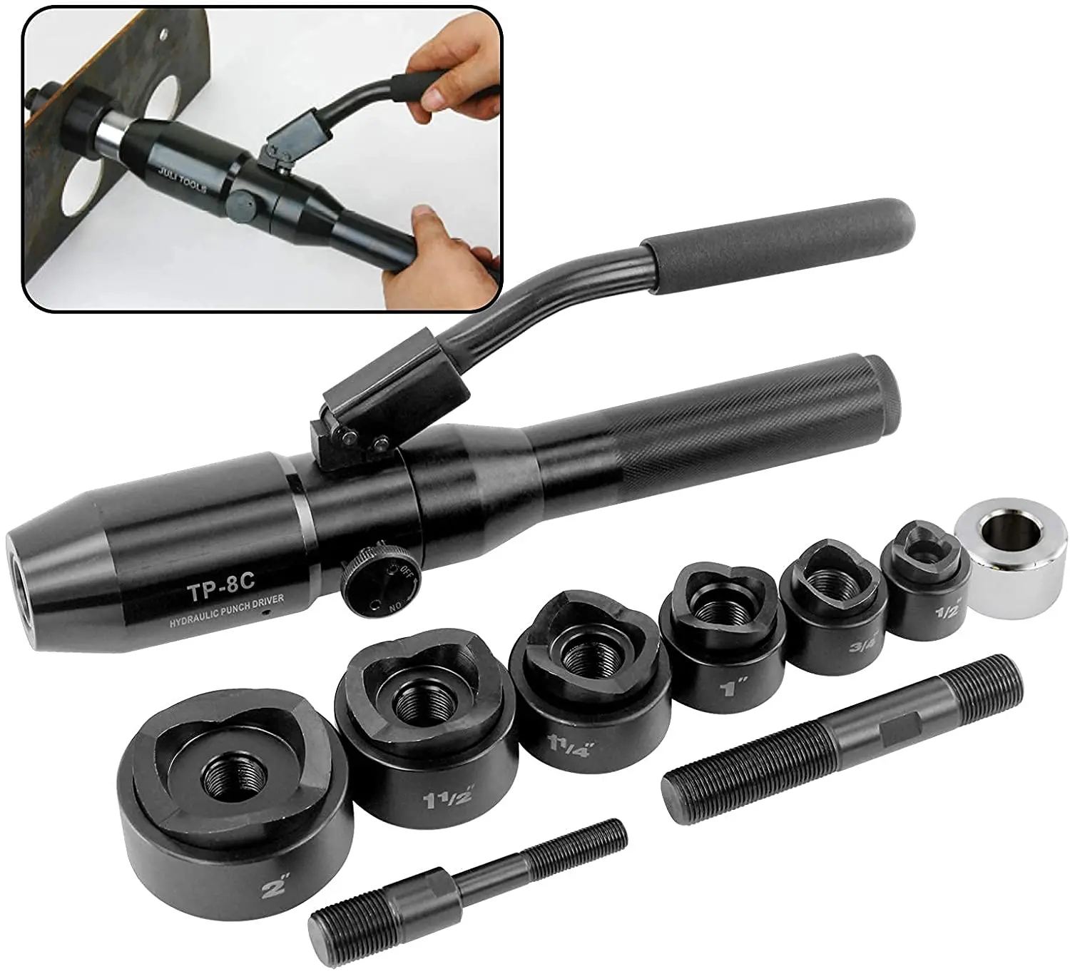 iGeelee Hydraulic Hole Digging Tool Hydraulic Hole Making Tool TP-8C can punch 22.5-61.5mm in the 3.5mm mild steel