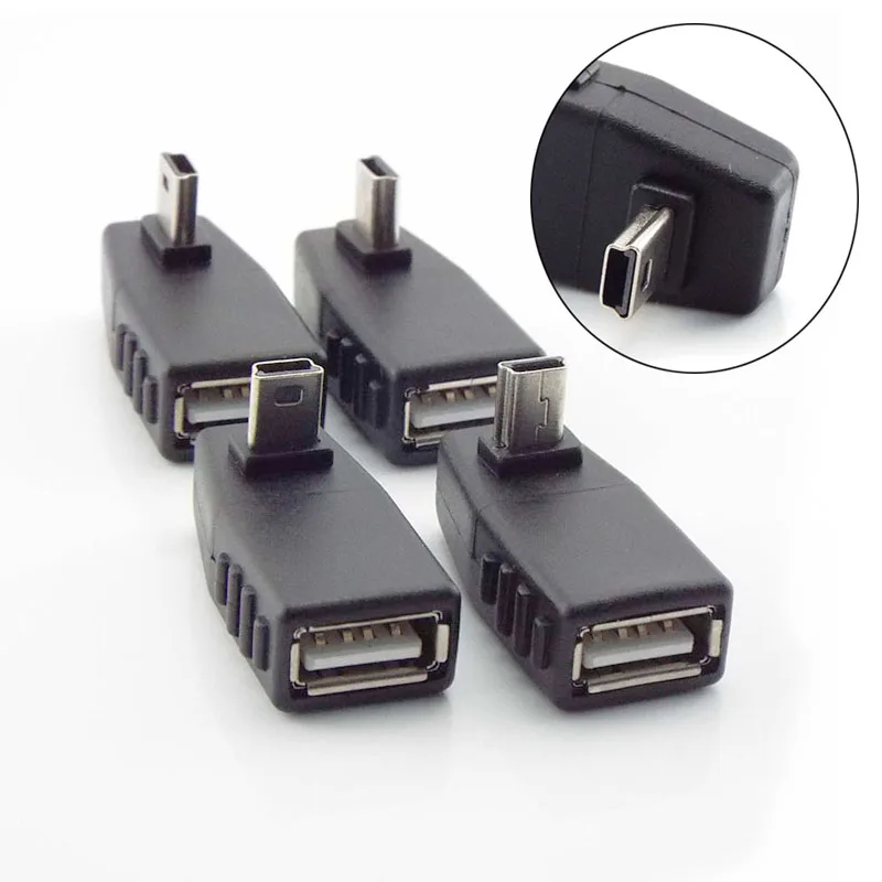 90 Degree Angle Converter Mini USB 5Pin Male to USB Female Connector OTG Adapter for Car MP3 MP4 Tablets Phone U-Disk