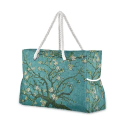 New Brand Design Luxury Women Shoulder Handbag Van Gogh Art Almond Blossom Tree Large Beach Ladies Bags Sac a Main Femme