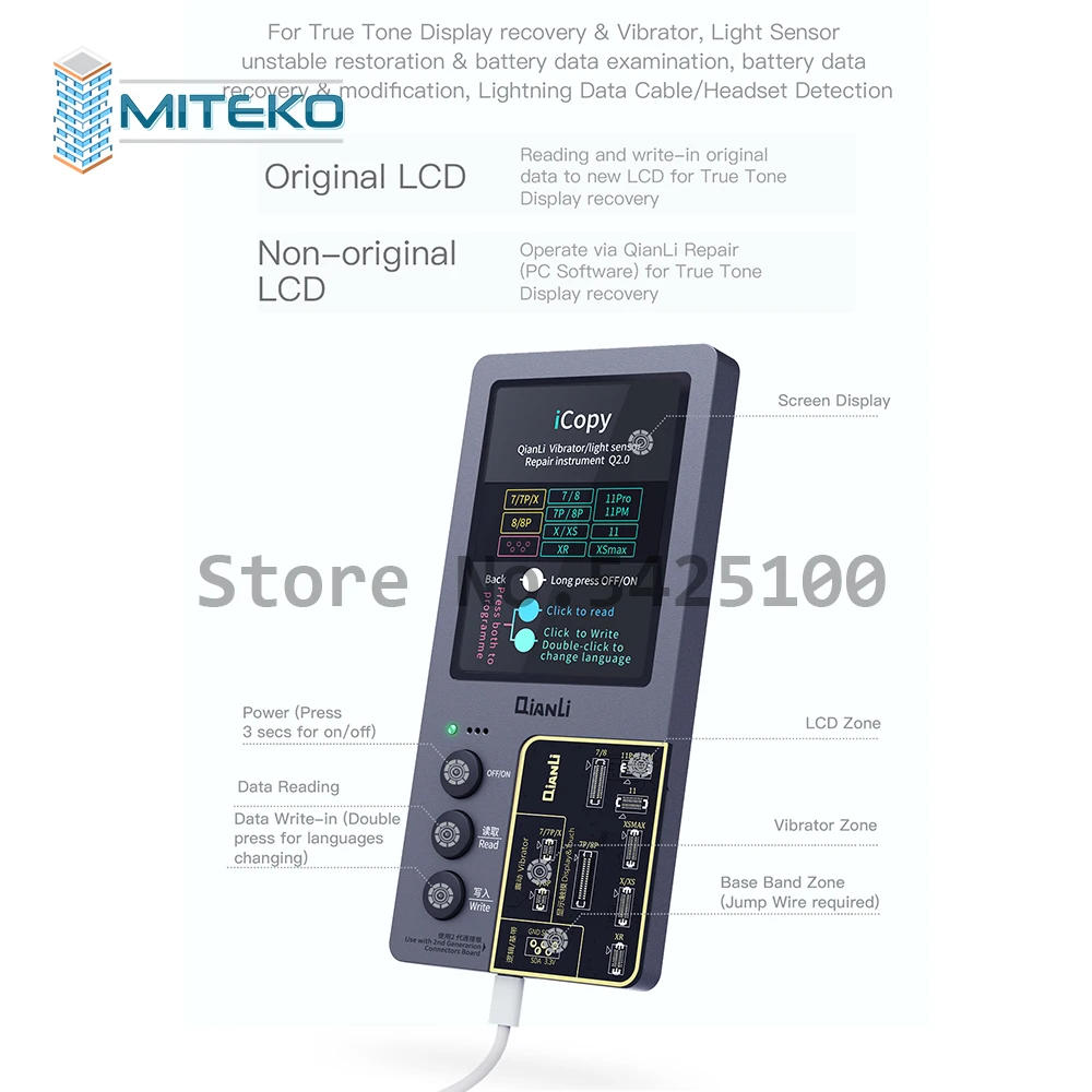 Qianli-iCopy Plus LCD Programmer with Battery Testing Board, Vibrator Transfer, EEPROM Programmer,Support Modelss 6to14PM 2024