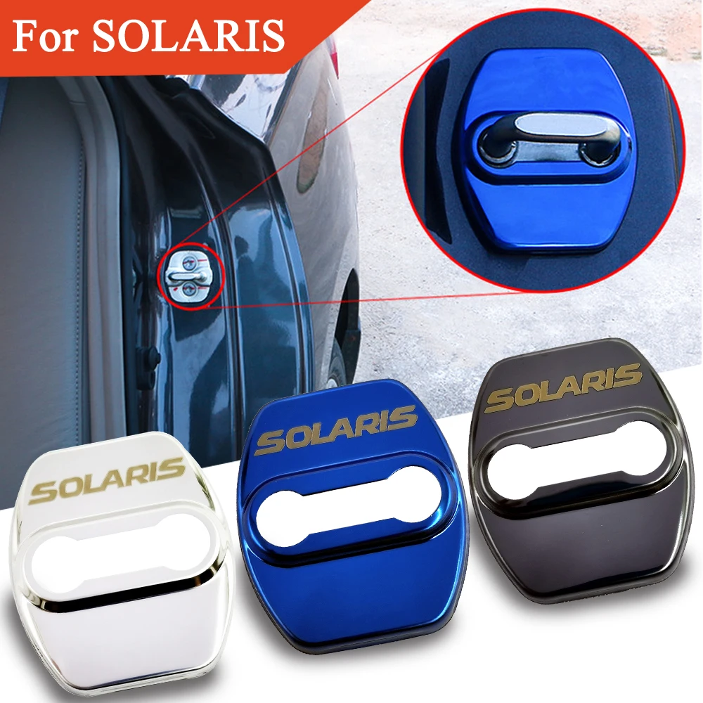 FLYJ 4PCS Car Door Lock Car sticker cover Protect Buckle Cover Car accessories interior For Hyundai SOLARIS 2010-2020