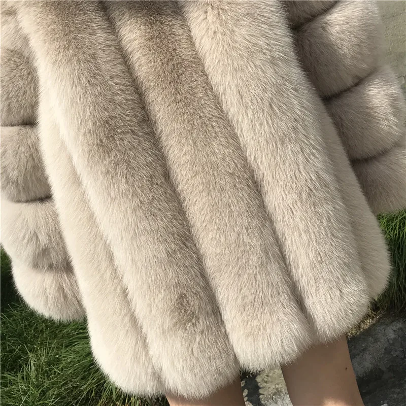 Jxwatcher Real Fur Coat Women Winter Hooded Fox Fur Coats Fashion High Quality Ladies Luxury Full Sleeves Outerwear Warm Female