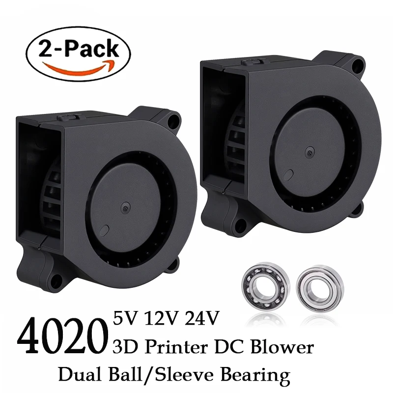 

2PCS Gdstime 3D Printer Fan 40mm 4020 Turbo Blower 24V 12V 5V Ball Bearing Cooling Fan 40mm x 40mm x 20mm for 3D Printer Parts