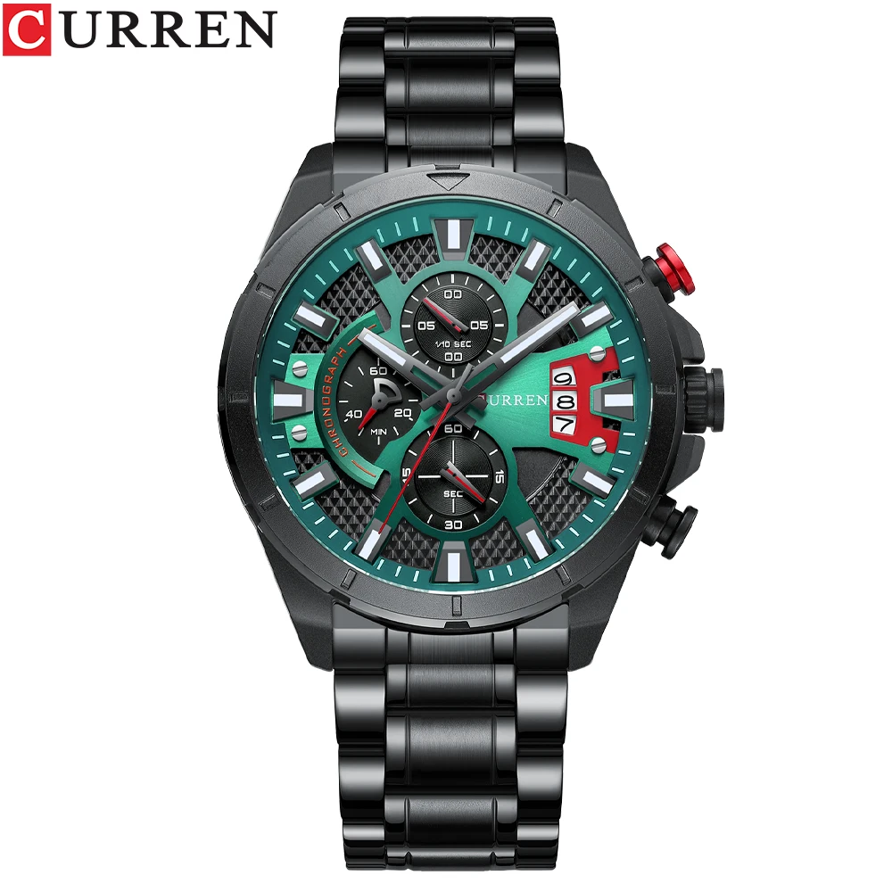 New CURREN Watches for Men Top Luxury Brand Causal Sport Mens Watch Steel Waterproof Quartz Wristwatch Fashion Chronograph Clock