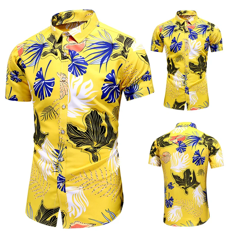 New Arrival Flower Shirt Men Summer Fashion Personality Print Short Sleeve Shirts Male Casual Plus Size Beach Hawaiian Shirt 7XL