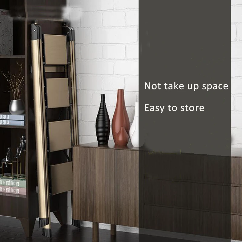 Tangga Herringbone Lipat Rumah Tangga Dalam Ruangan Multifungsi Tebal Aluminium Aloi Pegangan Tangga Kecil Tangga Dapat Ditarik