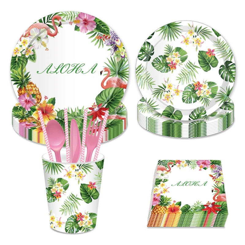 Huiran Hawaii Party Luau Flamingo Party Pink Flamingos Decor Pineapple Summer Party Birthday Girl Hawaiian Party Decor Tropical
