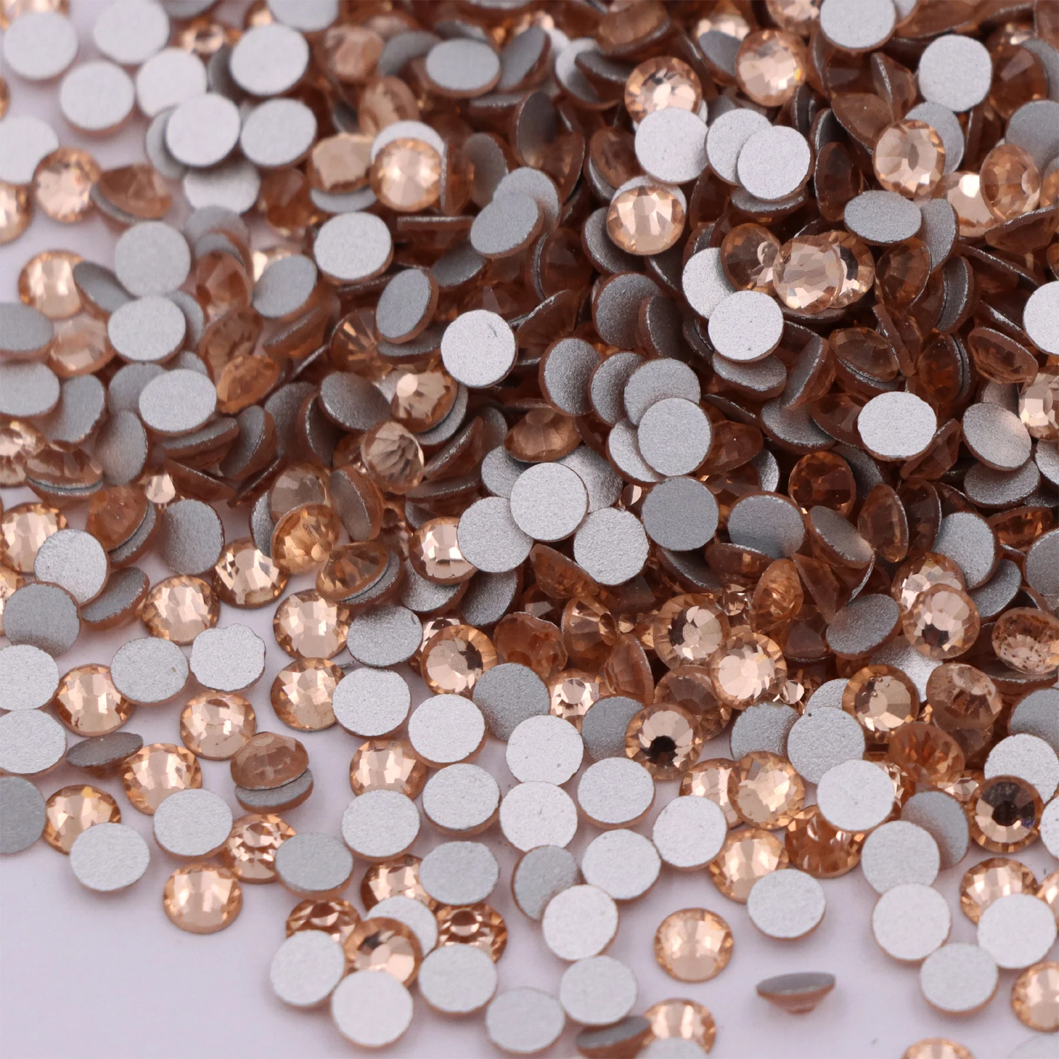 

SS3-SS34 Champagne Stones for Nail Art Flatback Non Hotfix Glue on Rhinestones Light Peach Crystals Top Grade