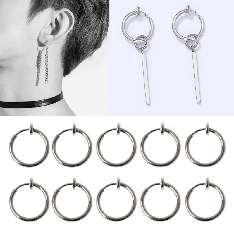 

10Pcs No Ear-hole DIY Clip On Circle Hoop Earrings For Jewelry Making