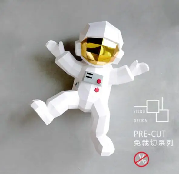 3D Papercraft Paper Tiny Tots Room Wall Decor Spaceman Astronaut DIY Toys Kids Bedroom Art Decorations Home Party Pre-cut