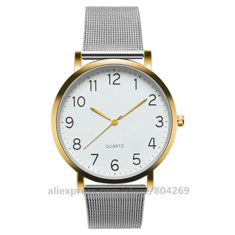 

New Arrival Wristwatch High Quality Mesh Strap Watch Arabic Numerals Simple Design Watch Hot Sales