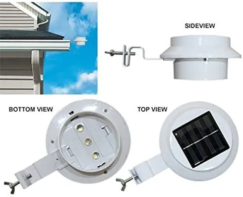 Outdoor Solar Gutter LED Lights - White Sun Power Smart Solar Gutter Night Utility Security Light