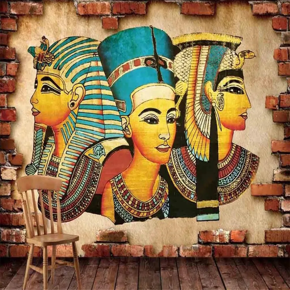 

Milofi Custom 3D Wallpaper Mural Vintage Egyptian Queen Brick Wall Living Room Background Wall Decorative Painting Wallpaper