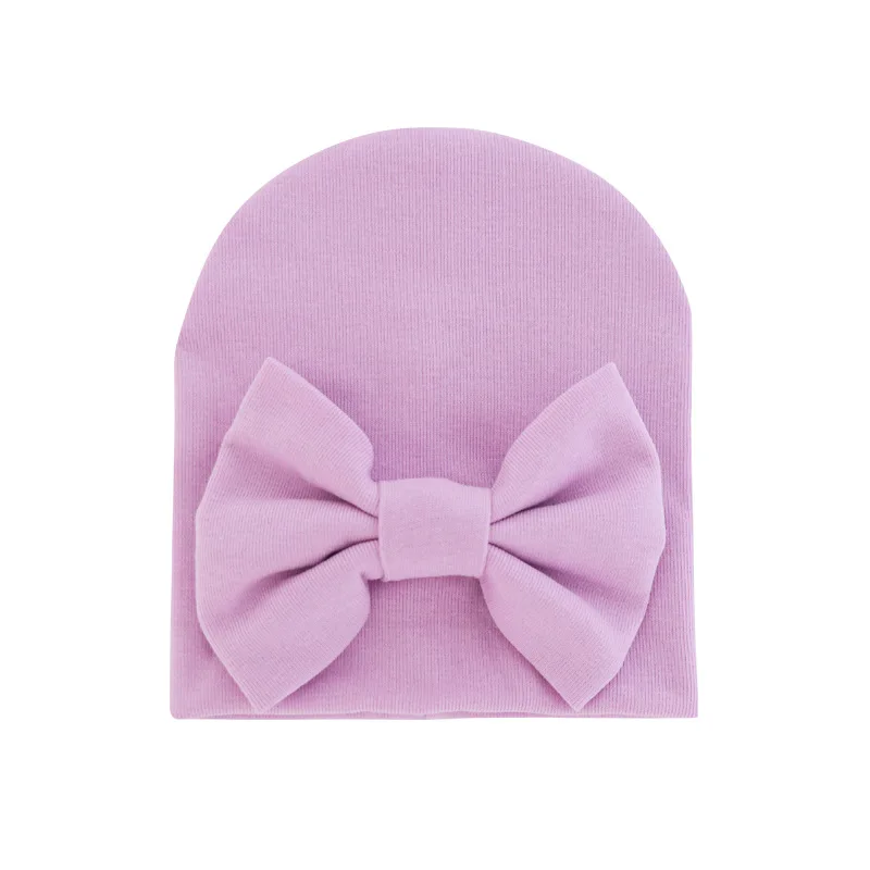 2020 Baby Girl Hat with Bow Cotton Warm Newborn Caps Infant Beanie Baby Stuff Accessories Solid Bowknot Cap for Girls Kid Hats