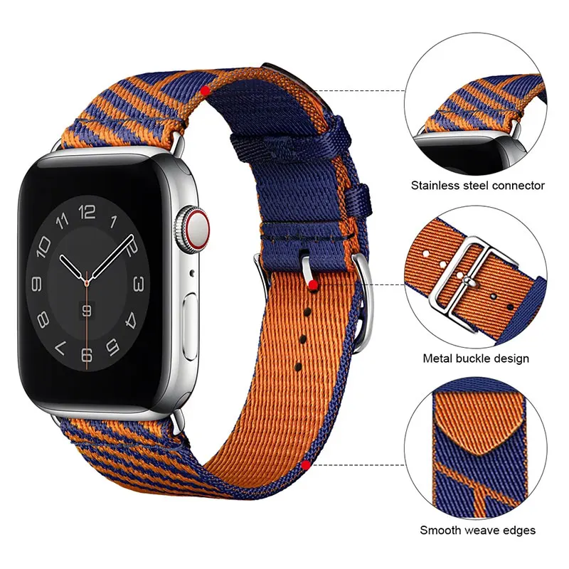 Vintage Bracelet For Apple Watch Ultra 3 49mm 10 11 46mm Strap for IWatch 10 SE 6 5 4 42mm 45mm 44mm Bands Canvas Weaving Correa