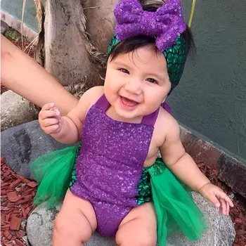 여름 아기 소녀 스팽글 Tulle Bodysuit 귀여운 유아 민소매 Jumpsuit 소녀 복장 신생아 세트