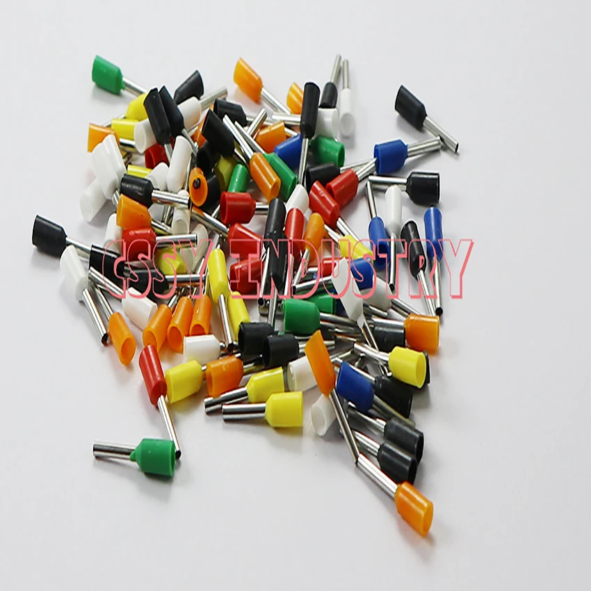 100pcs/Pack E7512 E1006 E1008 E1010 E1012 E1508 E1510 E1512 E1518 Insulated Ferrules Terminal Block Cord End Wire Connector