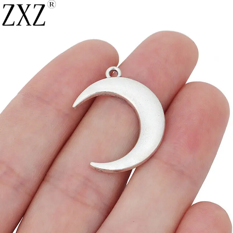 

ZXZ 10pcs Tibetan Silver Moon Charms Pendants Beads for Bracelet Necklace Jewelry Making Findings