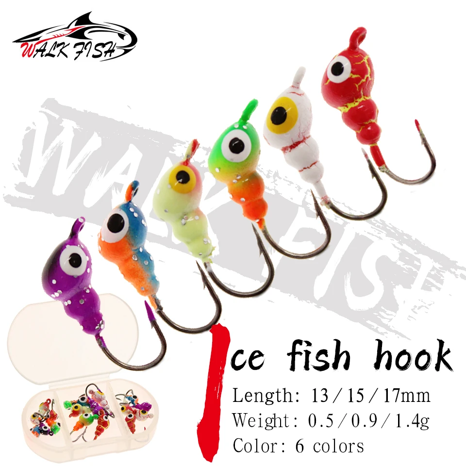 WALK FISH 18pcs/Lot Fishing Lure Ants Shaped Jig Head Small Ice Fishing Hook For Soft Worm Lures Winter Ice Fishing Tackle