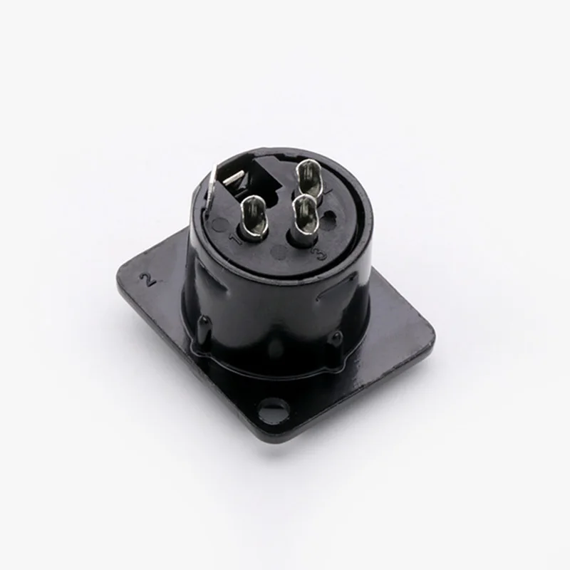 1pc High Quality XLR Connector Black Plated 3Pins XLR Female Jack Panel Mount Connector Audio Jack Speaker Plug