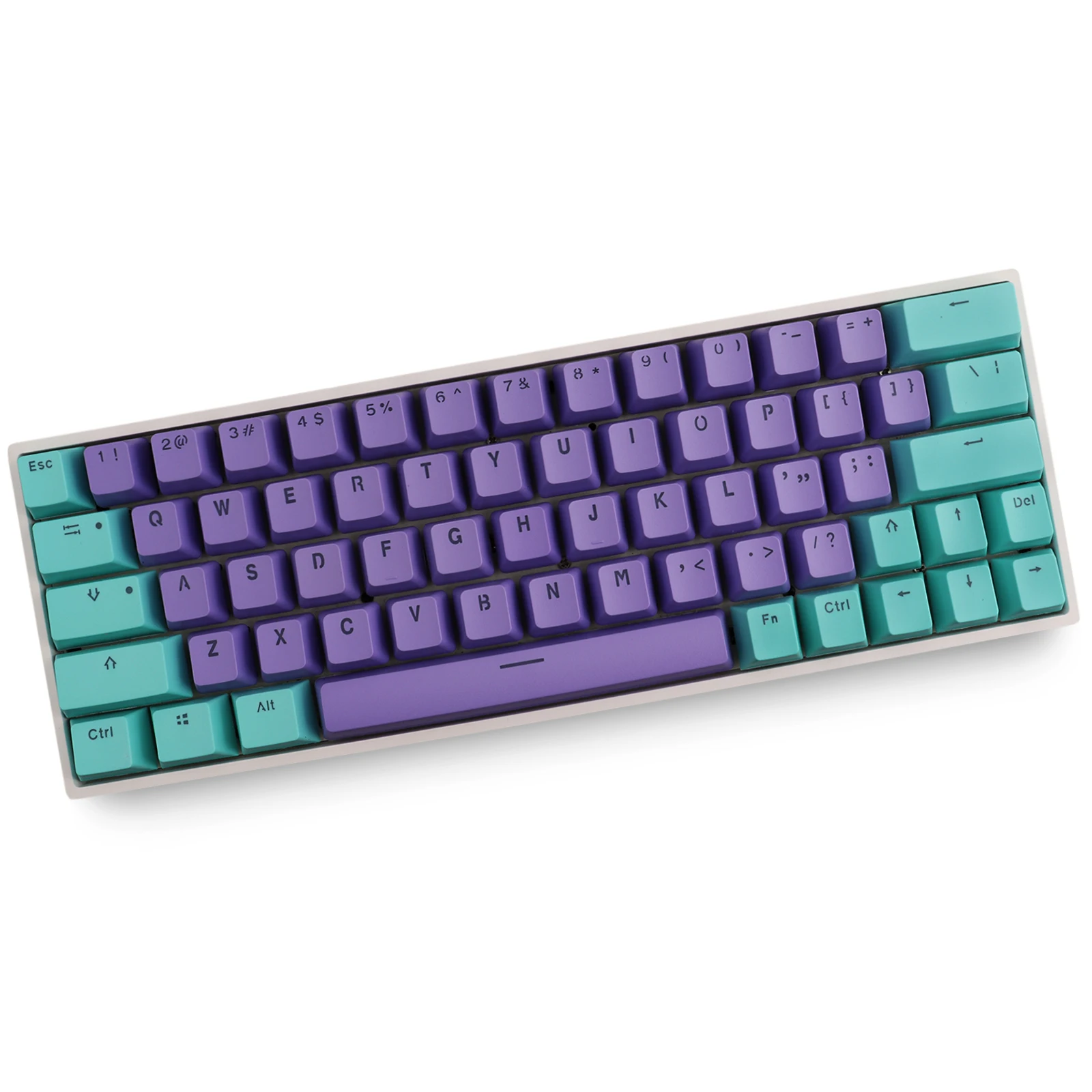 PBT Keycap 64 key Cyan and purple Double Color Backlight Keycaps Universal Column For Ikbc Cherry MX Annie Mechanical Keyboard