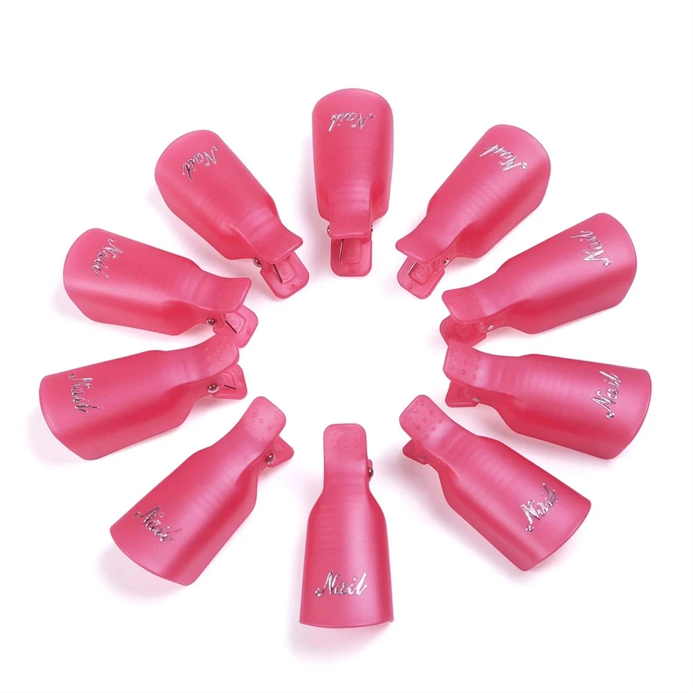 10PCS Plastic Remover Wraps Plastic Nail Polish Remover Clip Nail Art Soak Off Cap Nail For Fingers Tools