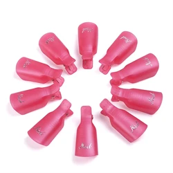 Plástico unha polonês Removedor Clip, Nail Art Mergulhe Off Cap, ferramentas de dedos, envoltórios, 10pcs