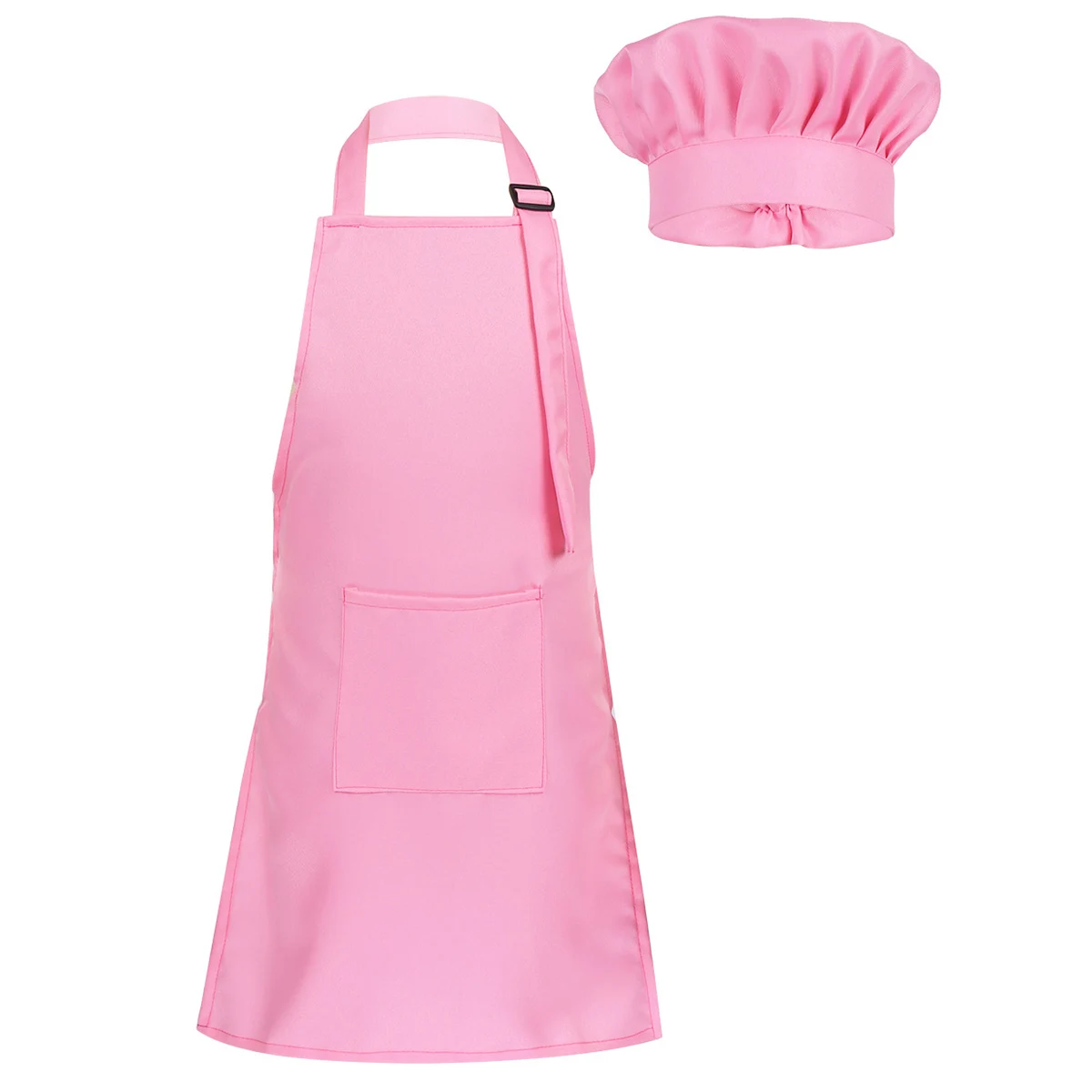 Kitchen Cooking Apron Kids Boys Girls Adjustable Apron and Chef Hat Set Baking Painting Training Craft Front Pocket Bib Apron