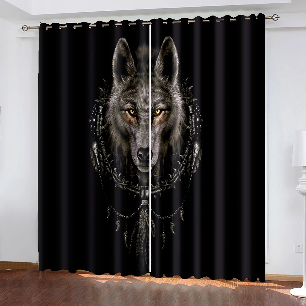 Ferocious Wolf Curtain Modern Living Room Decor Curtain Bedroom Home Decor Shade Windscreen Boy Gift Polyester Curtain