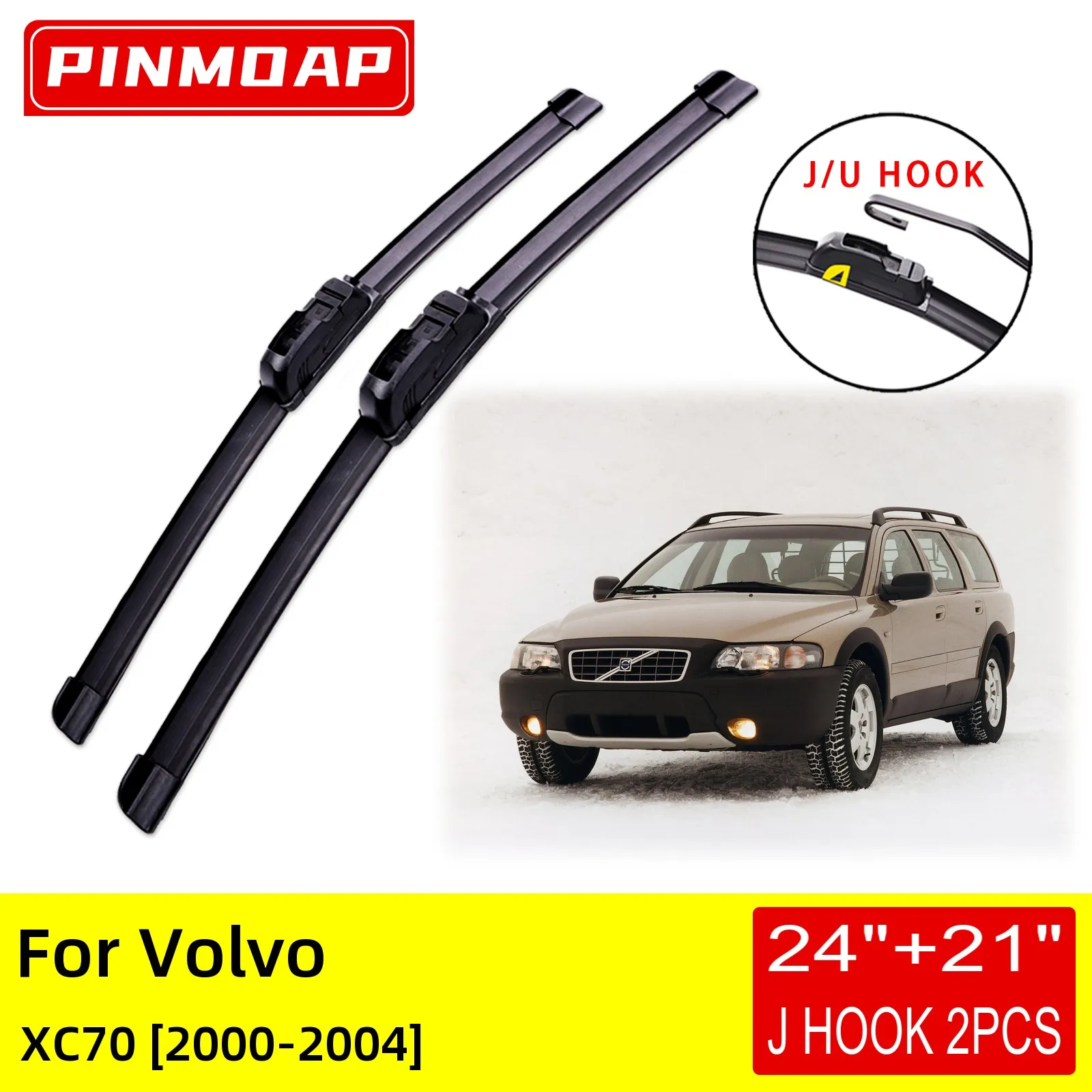 

For Volvo XC70 2000 2001 2002 2003 2004 Front Wiper Blades Brushes Cutter Accessories U J Hook