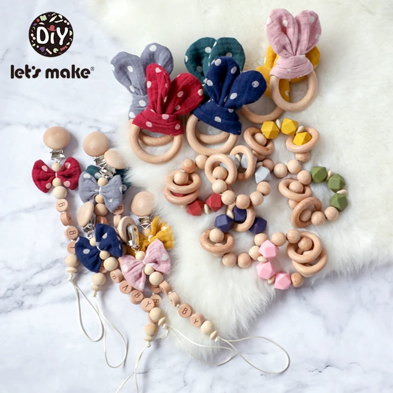 

Let'S Make 1pc Baby Toys Wooden Pacifier Chain Holder For Nipples Personalized Bpa Free Wooden Beads For Baby New Born Baby Toys