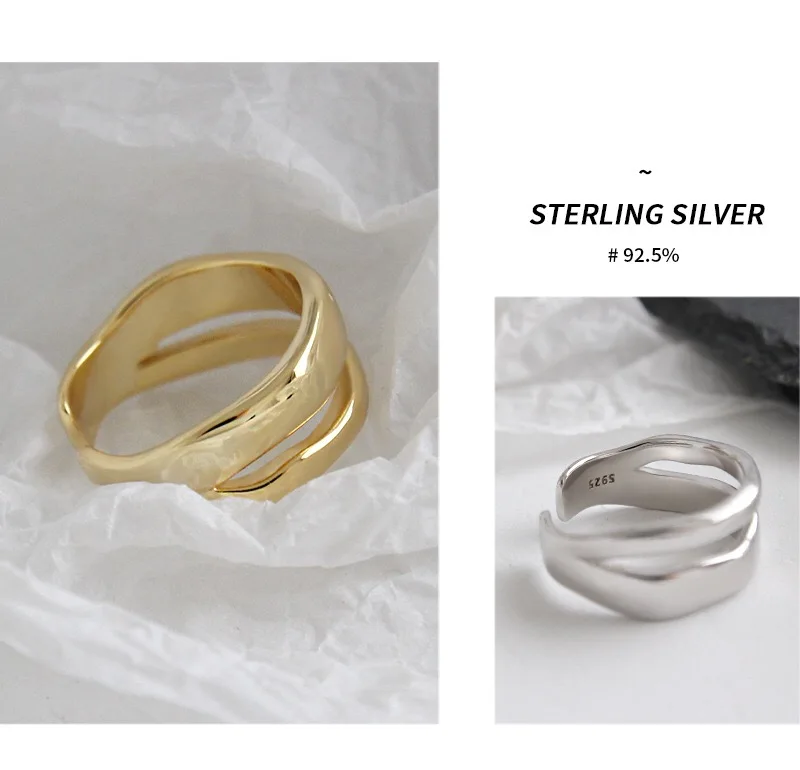 Women's Adjustable Irregular 925 Sterling Silver Finger Ring