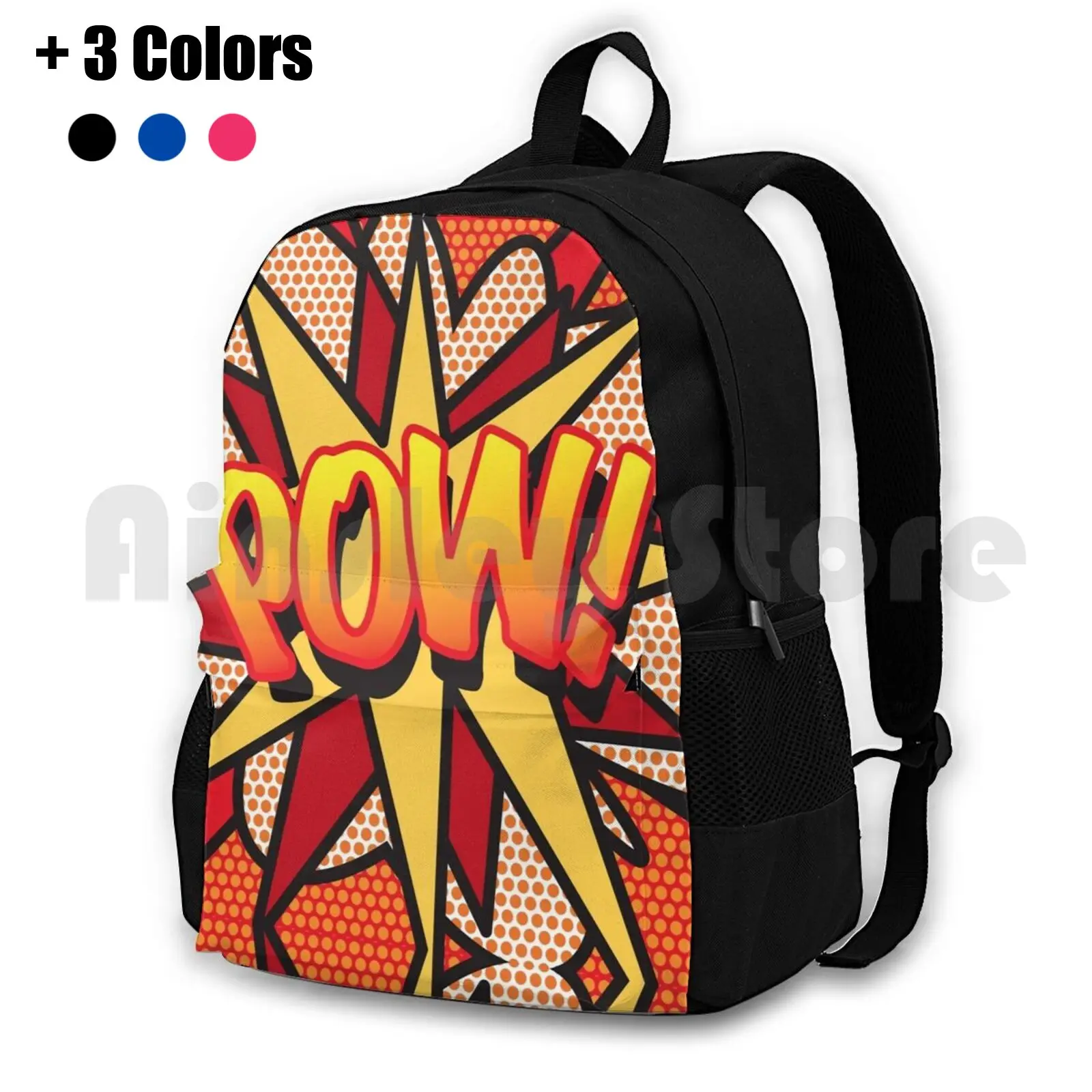 Pow Comic Book Pop Art Trendy Fun Outdoor Hiking Backpack Riding Climbing Sports Bag Pow Pop Art Comic Book Cosplay Comic Con