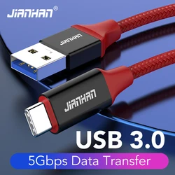 JianHan USB 3.0 Type C Cable for Samsung Galaxy S10 S9 Note 8 9 Xiaomi 3A USB C Fast Charging Data Cable for Huawei P10 P20 Pro