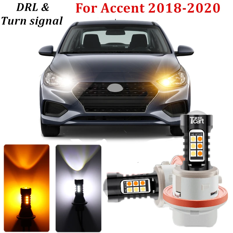 

Switchback Dual Color Turn Signal Light DRL Car lights For 2018 2019 2020 Hyundai Accent Verna Solaris Excel I25 Dodge Brisa LED