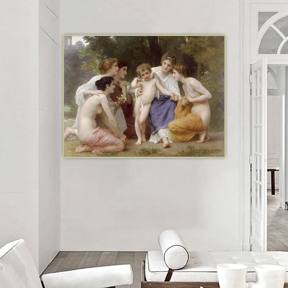 Citon William Adolphe Bouguereau《Admiration》Canvas Art Oil Painting Artwork Poster Picture Wall Decor Home interior Decoration