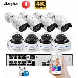 AZISHN 4K ์ธํธ๋ผ HD 8MP POE NVR ๋ณด์ ์์คํ
ํคํธ, ์ผ์ธ ์ค๋ด IP ์นด๋ฉ๋ผ, P2P ์ค๋์ค ๋น๋์ค ๋
นํ CCTV ์นด๋ฉ๋ผ ์ธํธ