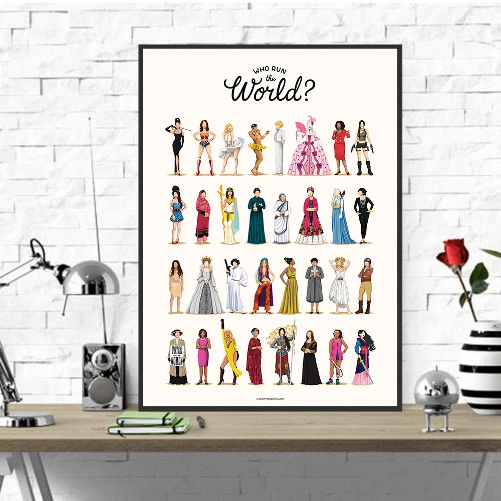 Who Run The World Music Poster Canvas Painting The Future Is Female Print Girlboss Gift for Her Fun Pop Feminism Power Wall Art